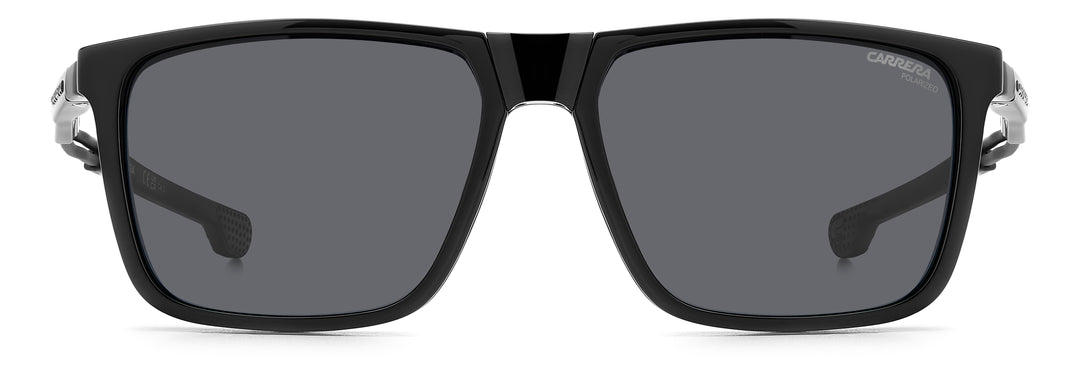 CARRERA CA4020/CS negro, vista frontal con clip solar montado 