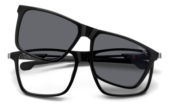CARRERA CA4020/CS negro, vista frontal con clip solar levantado 