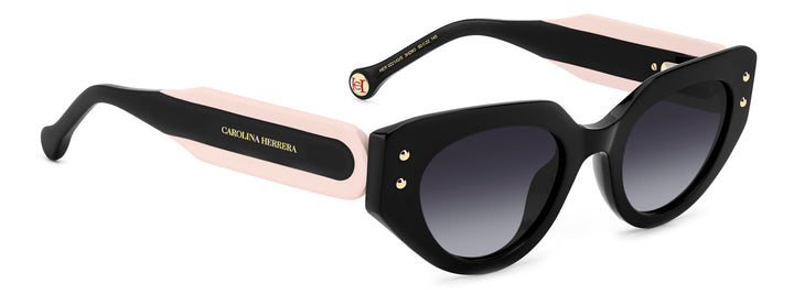 CAROLINA HERRERA HE0221/G/S negro y rosa, ángulo alternativo de tres cuartos 