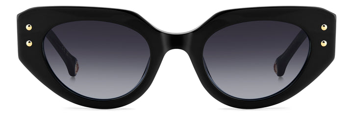 CAROLINA HERRERA HE0221/G/S negro y rosa, vista frontal con varillas abiertas 