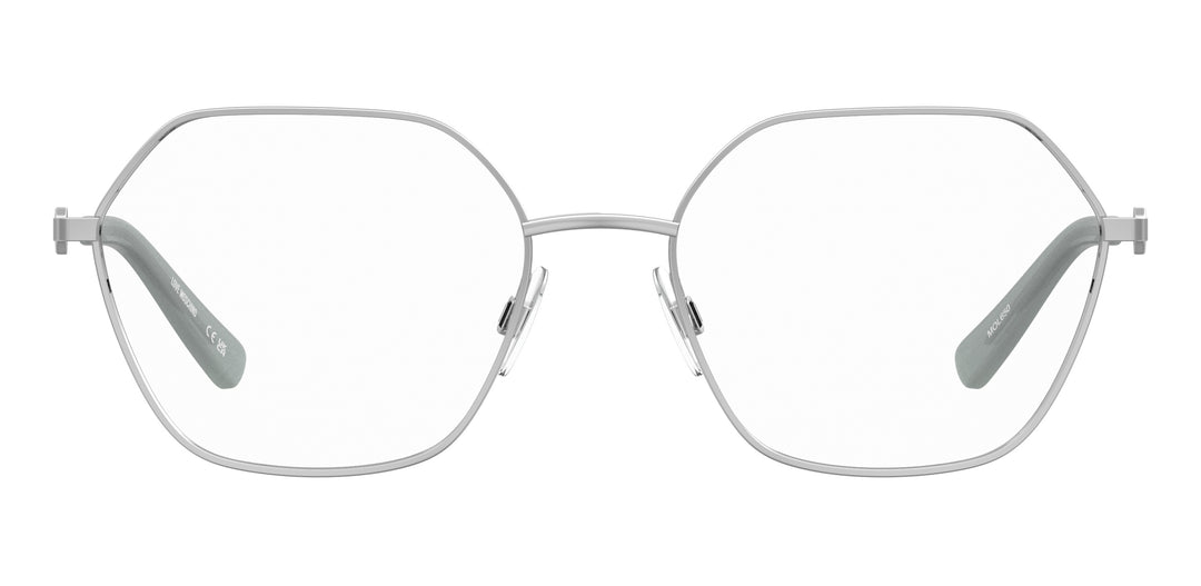 LOVE MOSCHINO MOL650 plateado, vista frontal con varillas abiertas 