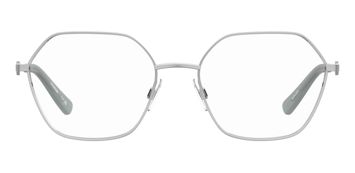 LOVE MOSCHINO MOL650 plateado, vista frontal con varillas abiertas 