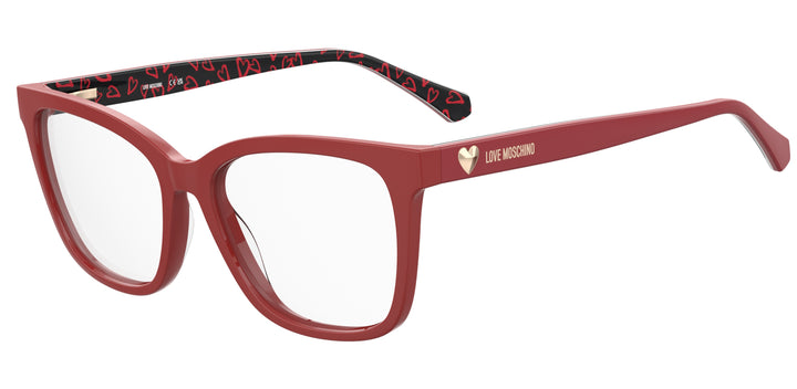 LOVE MOSCHINO MOL638 rojo con varillas estampadas, vista principal de tres cuartos 