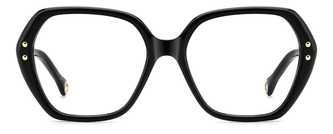CAROLINA HERRERA HE0315 negro y rosa, vista frontal con varillas abiertas 