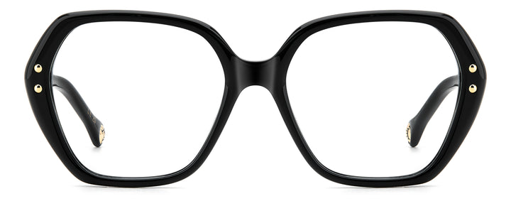 CAROLINA HERRERA HE0315 negro y rosa, vista frontal con varillas abiertas 