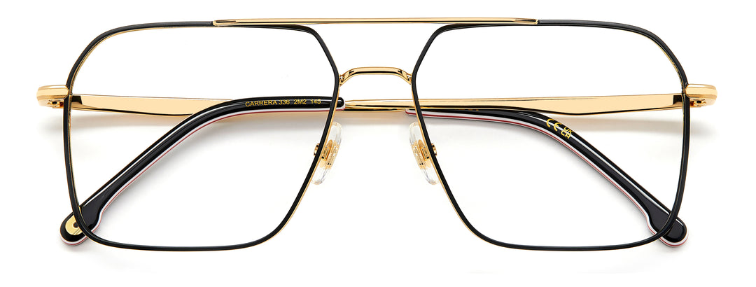 CARRERA CA336 negro y dorado, vista frontal con varillas plegadas 