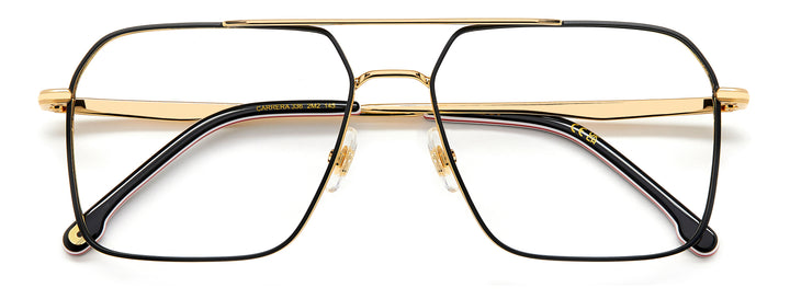 CARRERA CA336 negro y dorado, vista frontal con varillas plegadas 