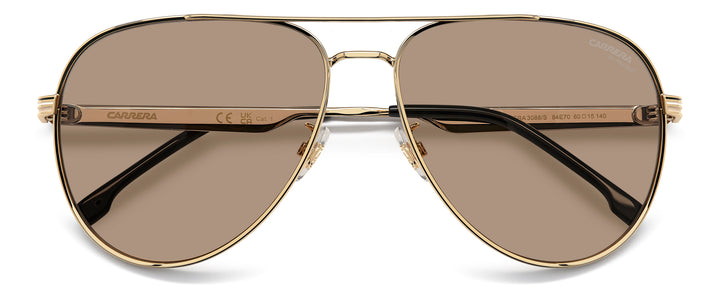 CARRERA 3088/S dorado y beige, vista frontal con varillas plegadas 