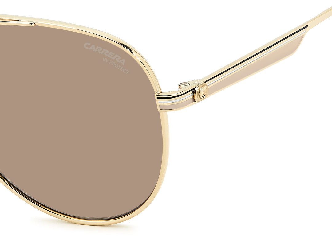CARRERA 3088/S dorado y beige, detalle del logotipo y la bisagra 