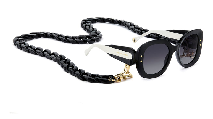CAROLINA HERRERA HE0254/S negro y blanco, ángulo alternativo con cadena 