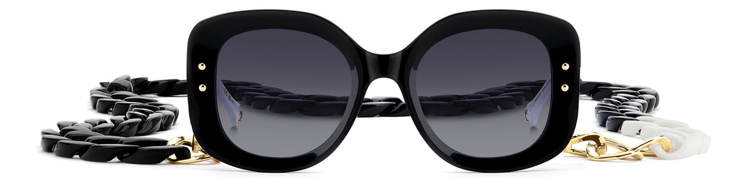 CAROLINA HERRERA HE0254/S negro y blanco, vista frontal con cadena 