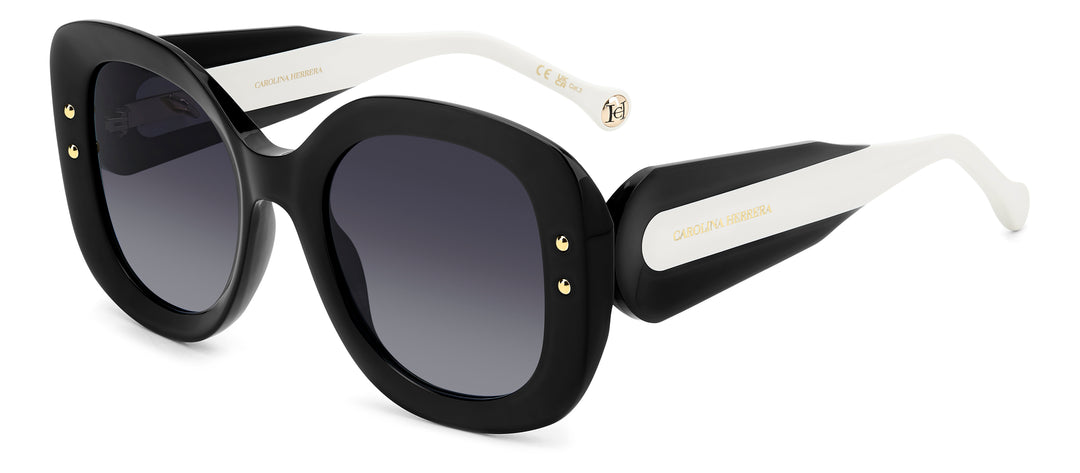 CAROLINA HERRERA HE0254/S negro y blanco, vista de tres cuartos sin cadena 