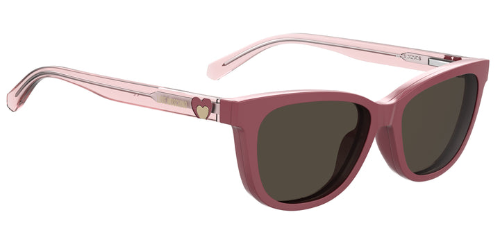 LOVE MOSCHINO MOL052/CS malva, ángulo alternativo con clip solar montado 