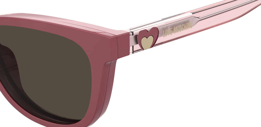 LOVE MOSCHINO MOL052/CS malva, detalle del logotipo y la bisagra 